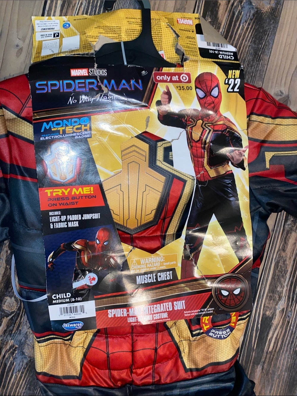 Marvel Spider-Man Red and Gold Light-Up Muscle Chest Costume size medium
